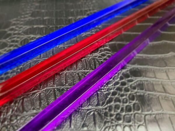 blue, red and purple square acrylic rods